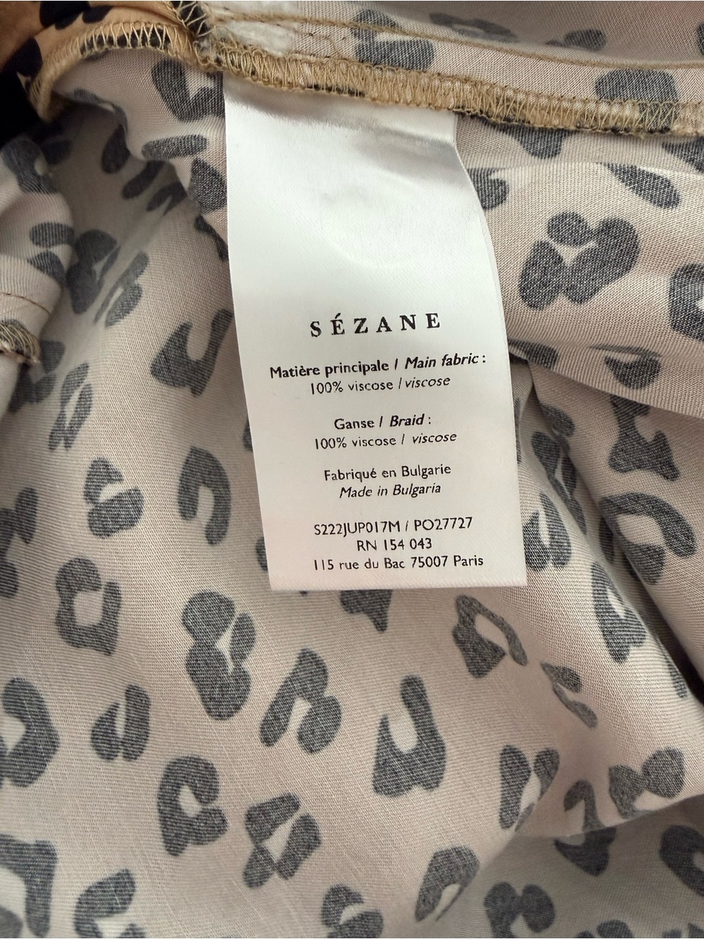 Sezane Leopard Satin A-Line Midi Skirt, size 4 (fr 36) - Picture 5 of 5